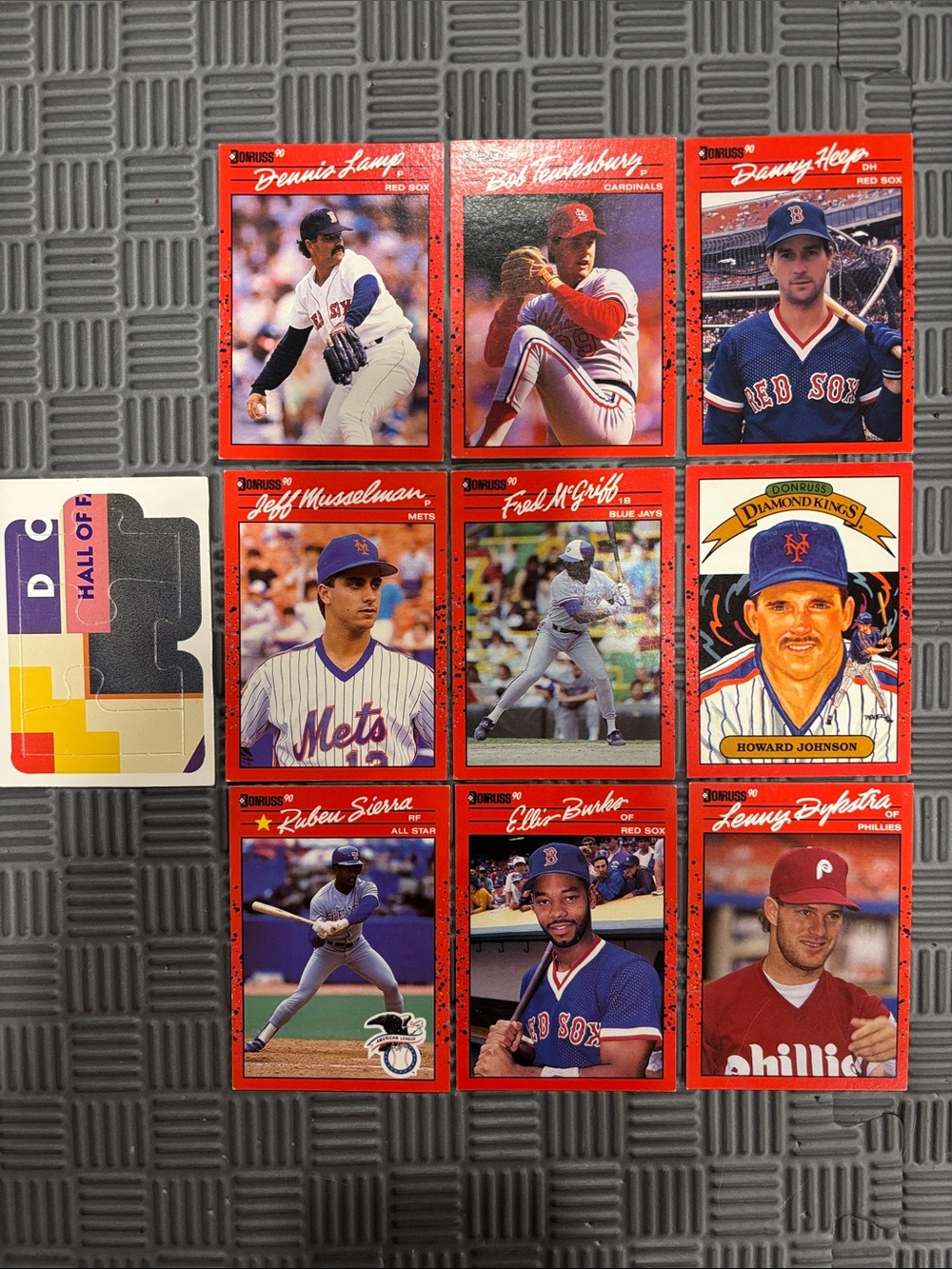 1990 Donruss MLB Trading Cards, Red Sox, Phillies, Mets, Blue Jays, Cardinals